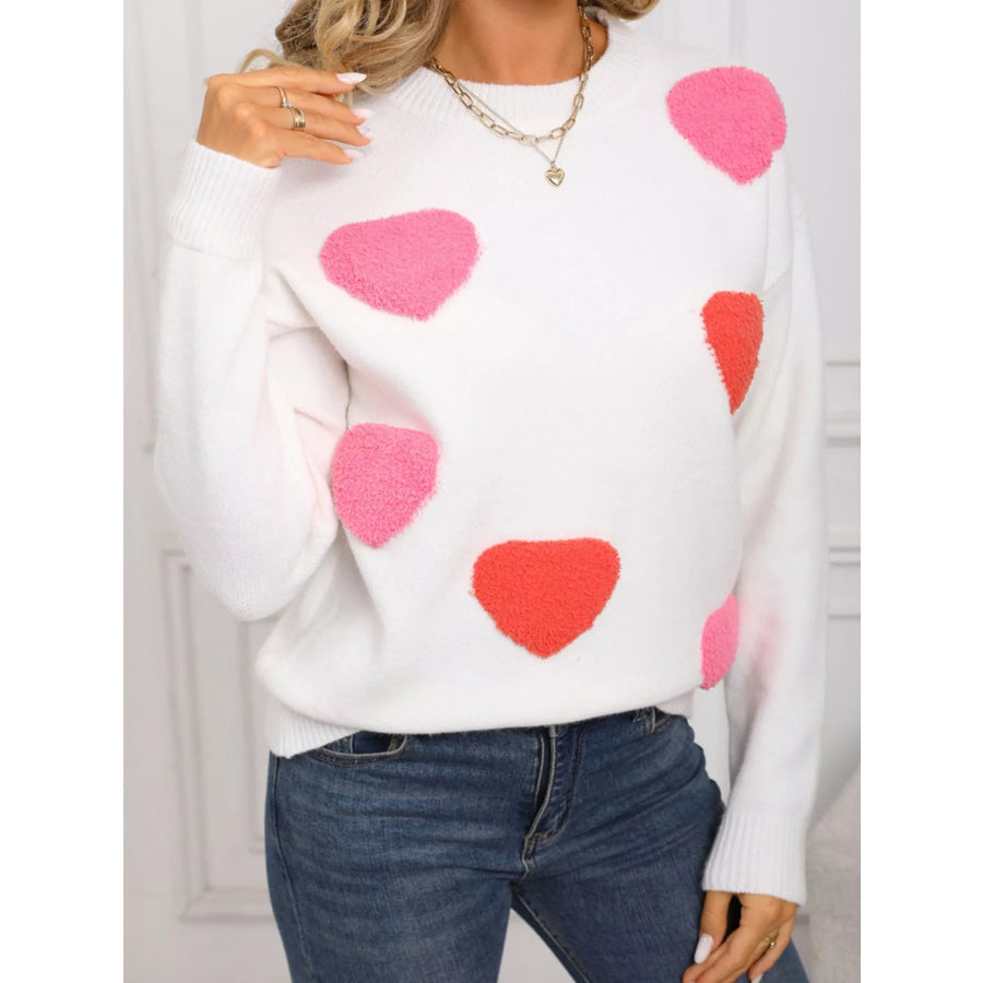 Valentine’s Day Heart Pattern Long Sleeve Sweater Apparel and Accessories
