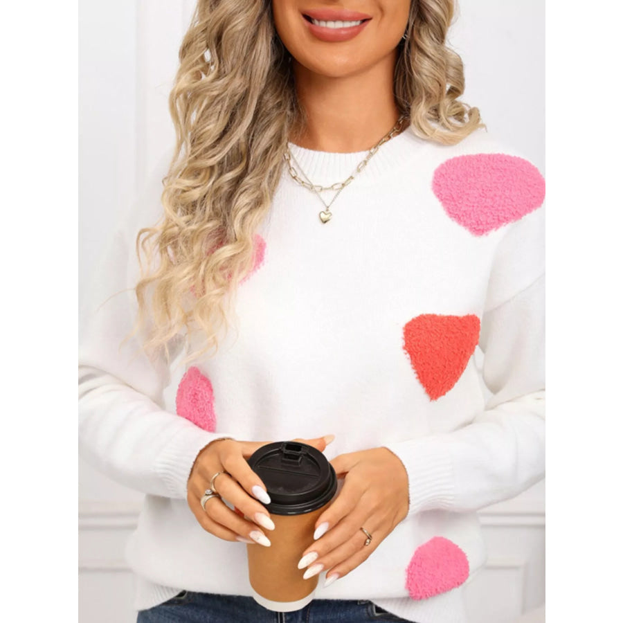 Valentine’s Day Heart Pattern Long Sleeve Sweater Apparel and Accessories