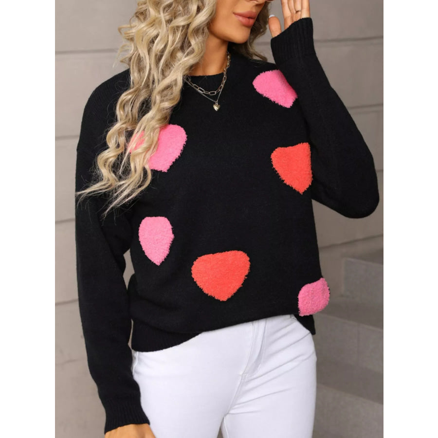 Valentine’s Day Heart Pattern Long Sleeve Sweater Apparel and Accessories