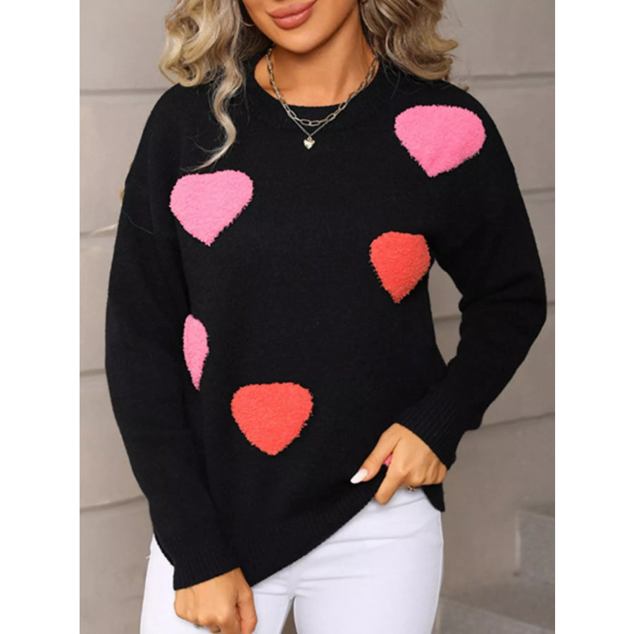 Valentine’s Day Heart Pattern Long Sleeve Sweater Apparel and Accessories