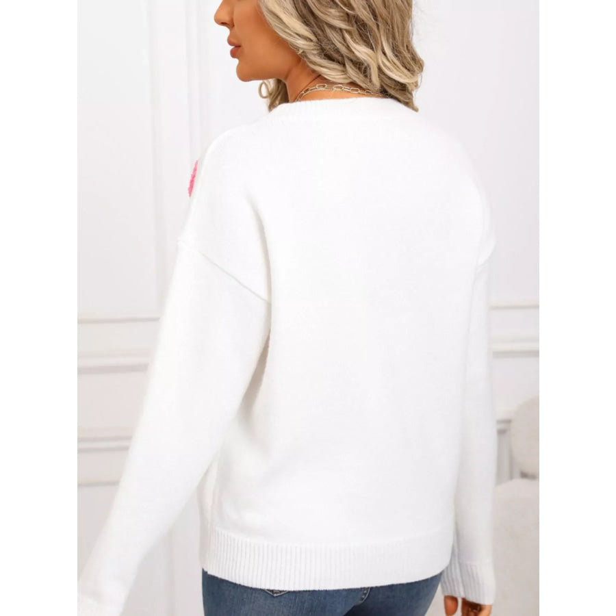 Valentine’s Day Heart Pattern Long Sleeve Sweater Apparel and Accessories