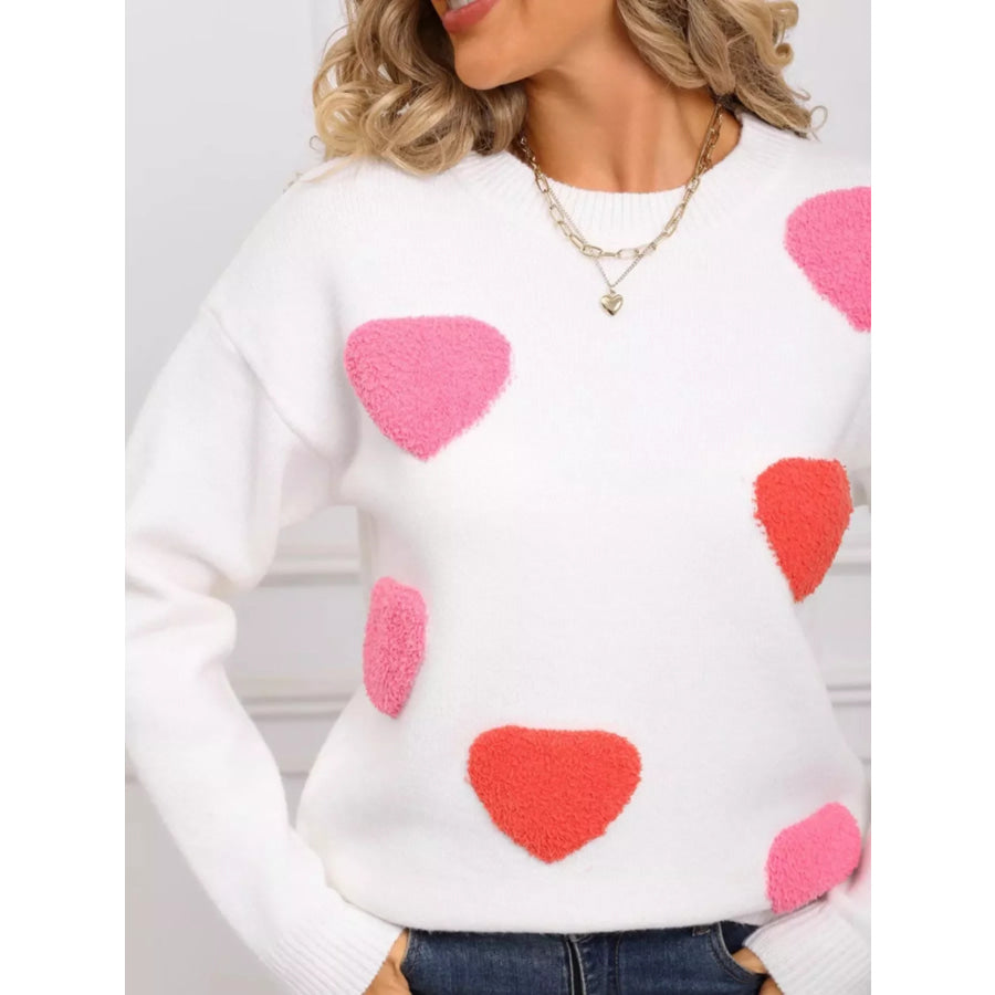 Valentine’s Day Heart Pattern Long Sleeve Sweater Apparel and Accessories