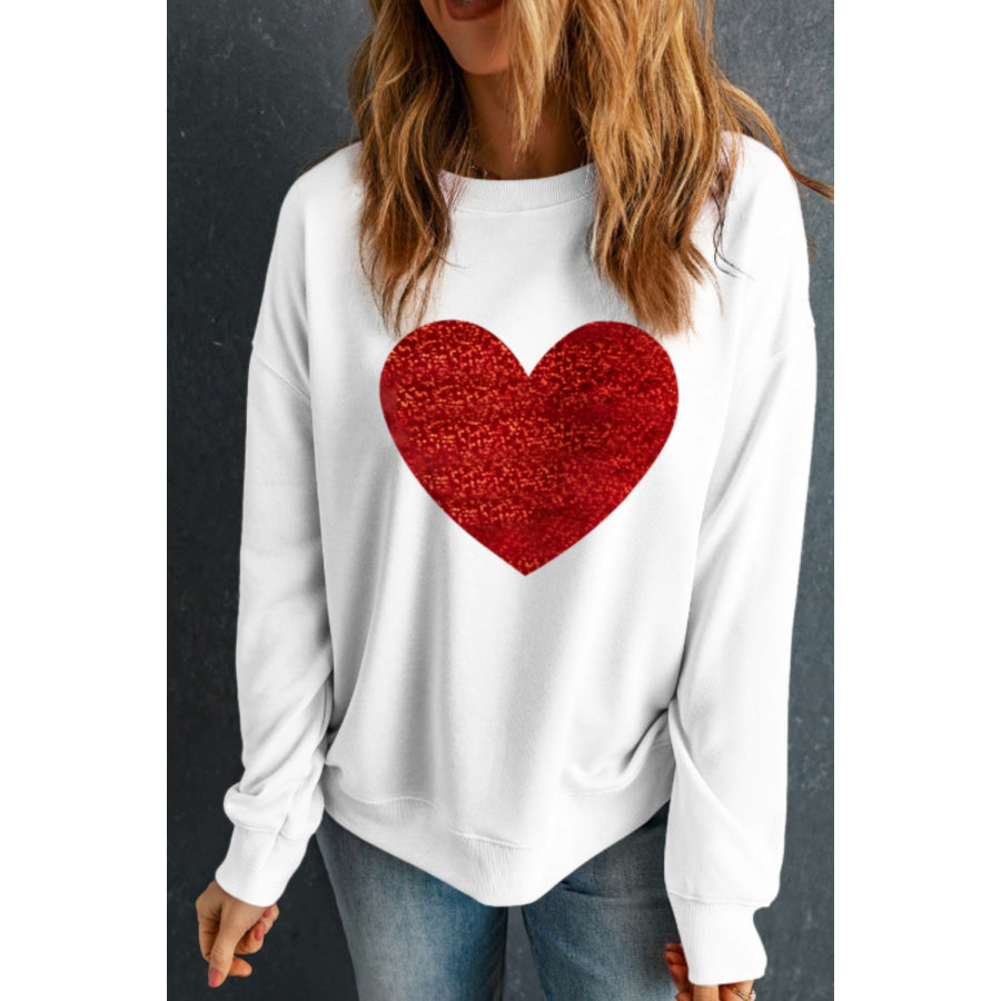 Valentine’s Day Heart Round Neck Long Sleeve Sweatshirt Apparel and Accessories