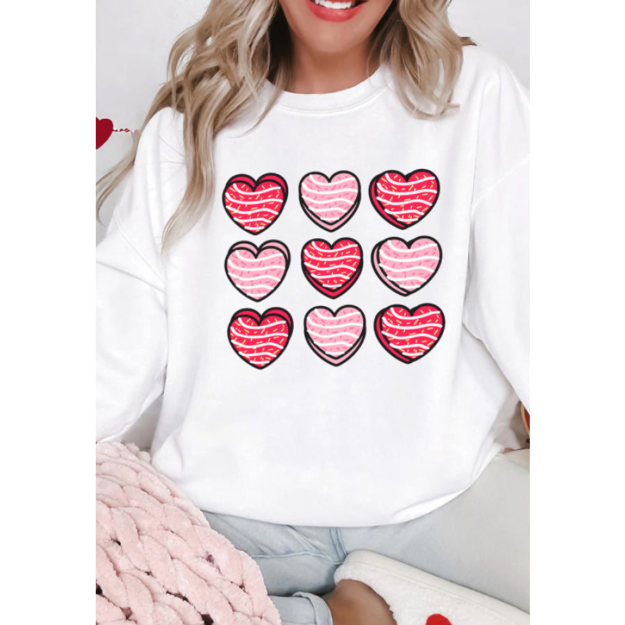 Valentine’s Day Heart Round Neck Long Sleeve Sweatshirt Apparel and Accessories