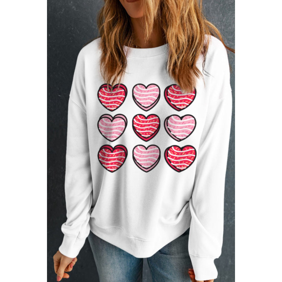 Valentine’s Day Heart Round Neck Long Sleeve Sweatshirt Apparel and Accessories