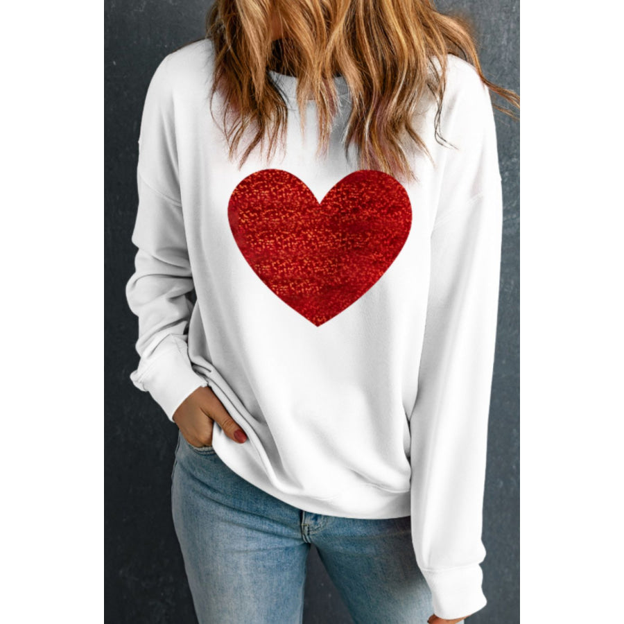 Valentine’s Day Heart Round Neck Long Sleeve Sweatshirt Apparel and Accessories