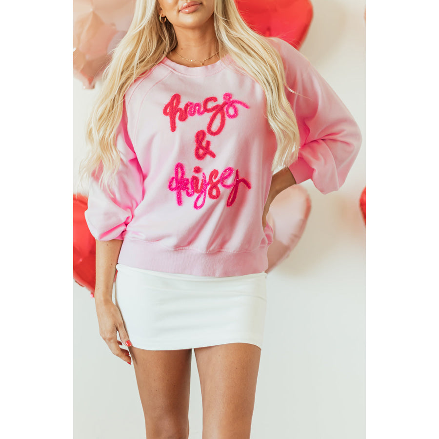 Valentine’s Day HUG AND KISSES Round Neck Sweatshirt Apparel and Accessories