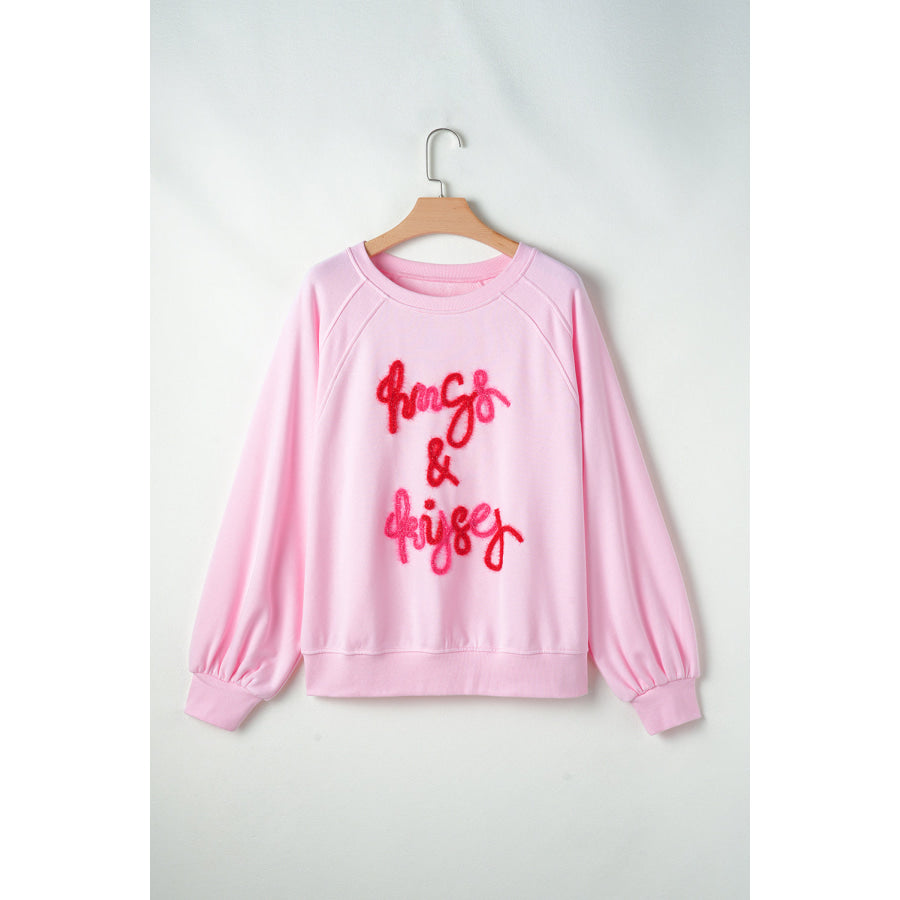 Valentine’s Day HUG AND KISSES Round Neck Sweatshirt Apparel and Accessories