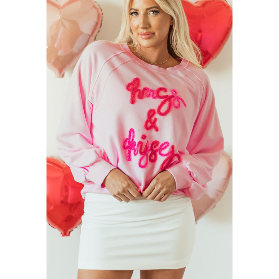 Valentine’s Day HUG AND KISSES Round Neck Sweatshirt Apparel and Accessories