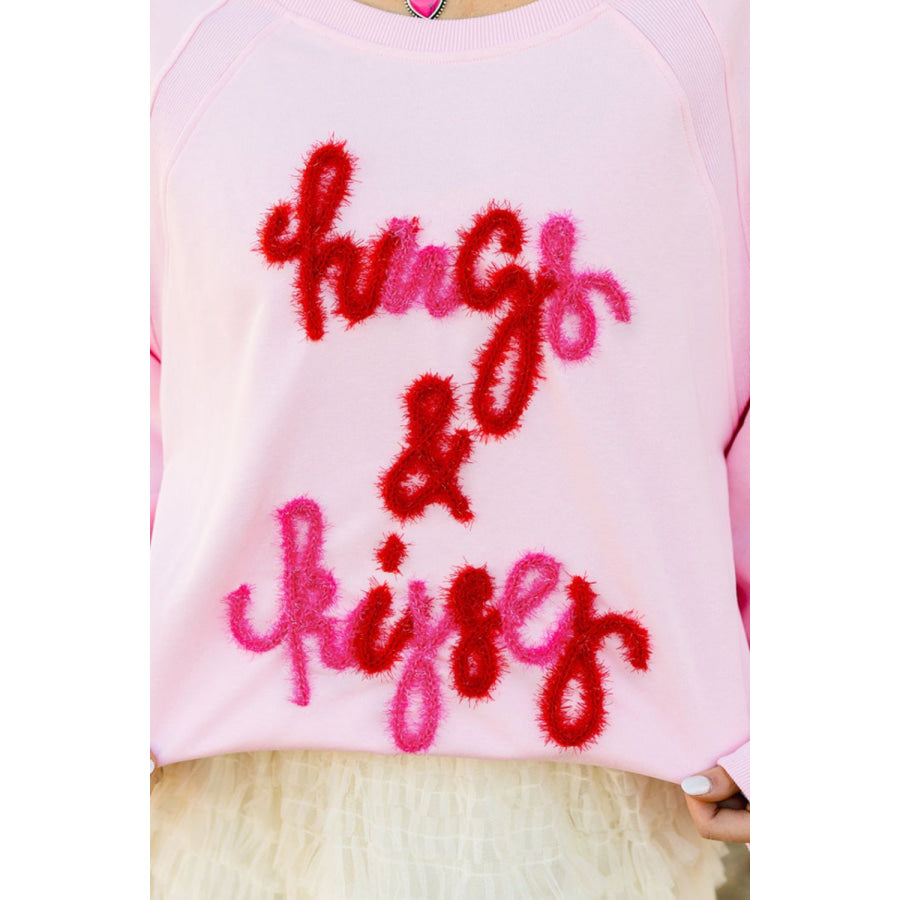 Valentine’s Day HUG AND KISSES Round Neck Sweatshirt Apparel and Accessories