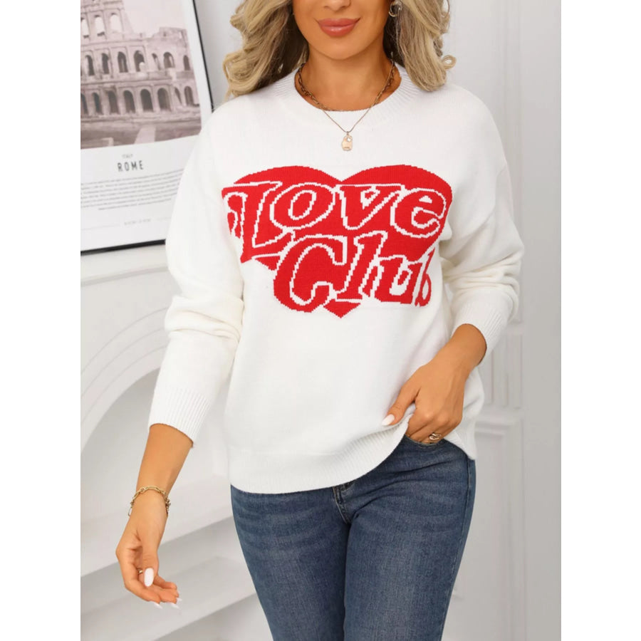 Valentine’s Day Love Club Heart Graphic Sweater Apparel and Accessories