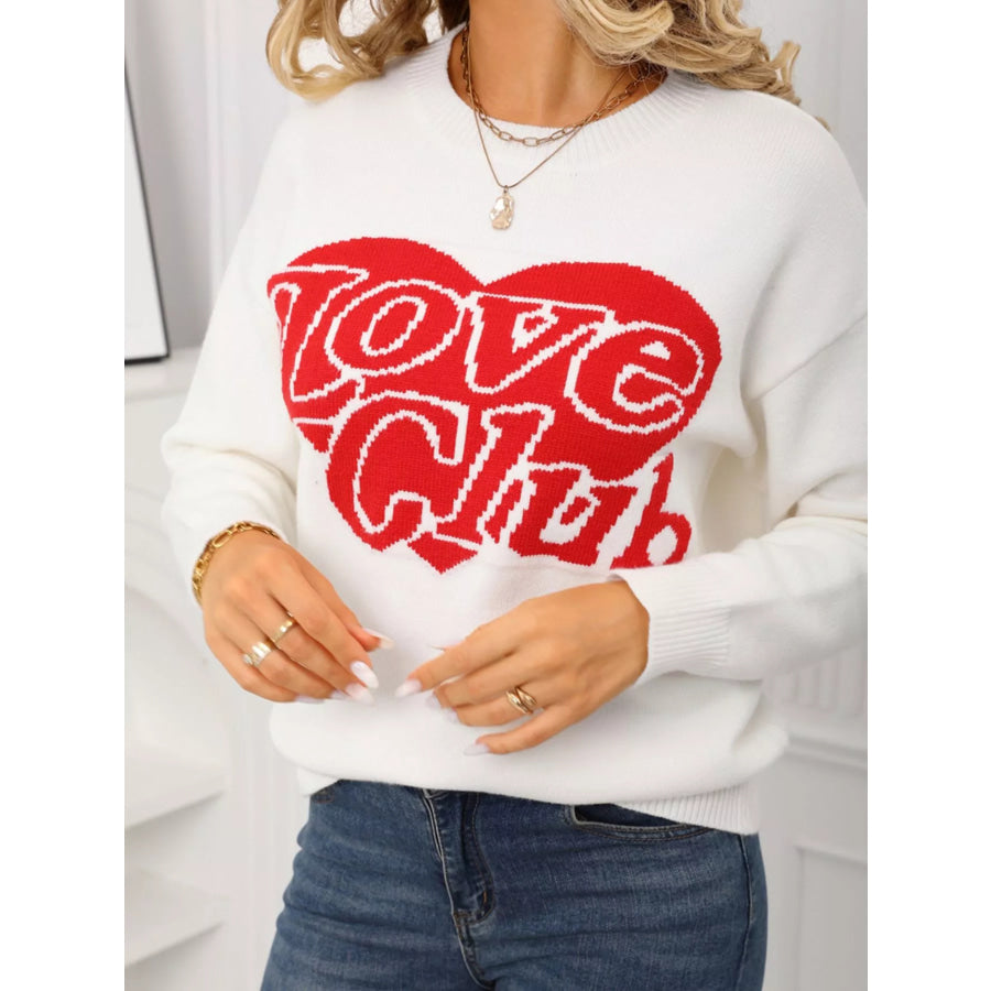 Valentine’s Day Love Club Heart Graphic Sweater Apparel and Accessories