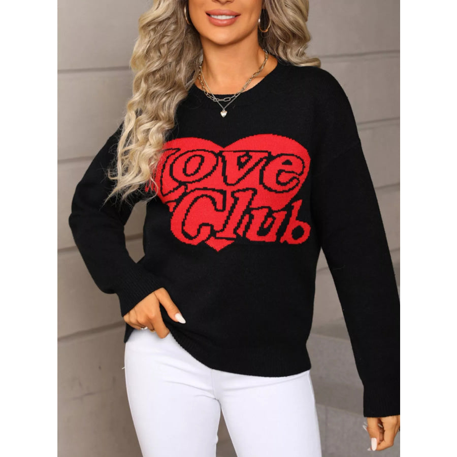 Valentine’s Day Love Club Heart Graphic Sweater Apparel and Accessories