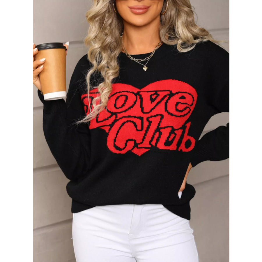Valentine’s Day Love Club Heart Graphic Sweater Apparel and Accessories
