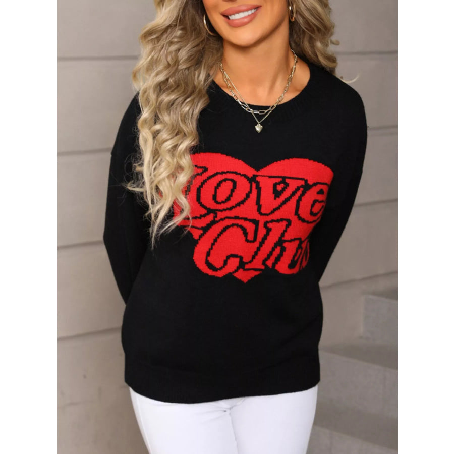 Valentine’s Day Love Club Heart Graphic Sweater Apparel and Accessories