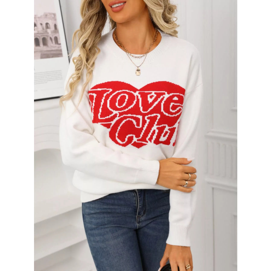 Valentine’s Day Love Club Heart Graphic Sweater Apparel and Accessories