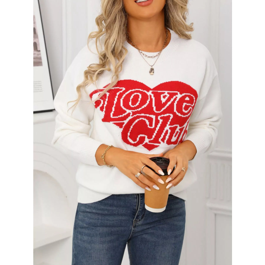 Valentine’s Day Love Club Heart Graphic Sweater Apparel and Accessories
