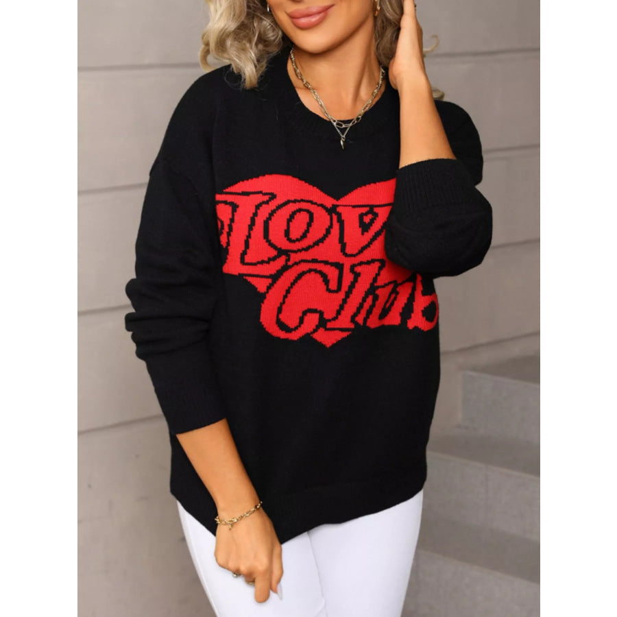 Valentine’s Day Love Club Heart Graphic Sweater Apparel and Accessories
