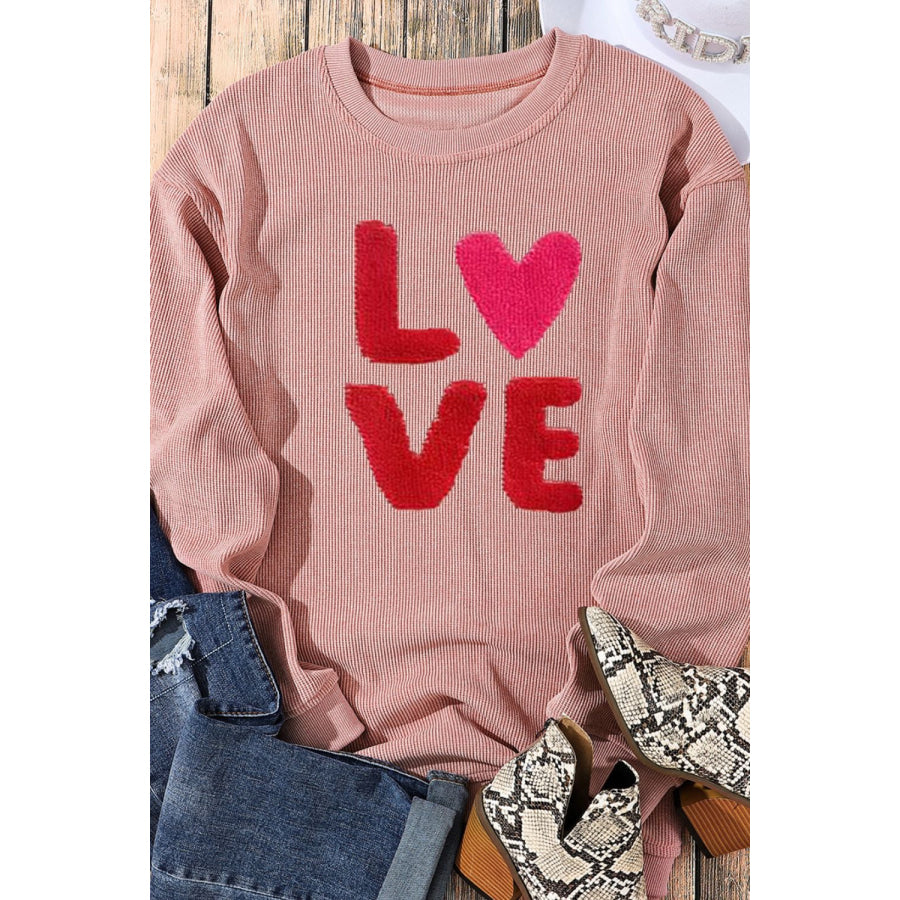 Valentine’s Day LOVE Round Neck Long Sleeve Sweatshirt Apparel and Accessories