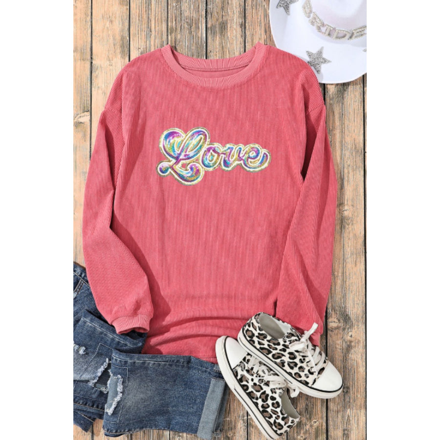 Valentine’s Day LOVE Round Neck Long Sleeve Sweatshirt Apparel and Accessories