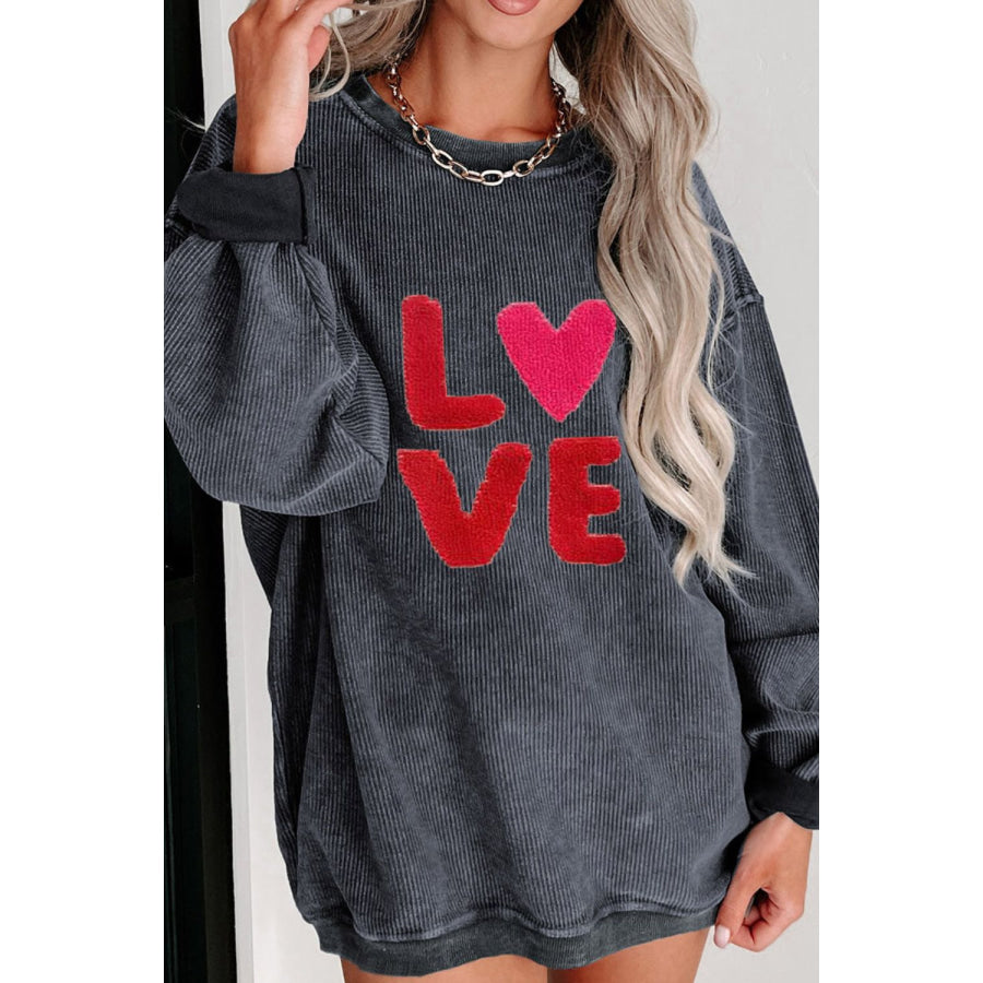 Valentine’s Day LOVE Round Neck Long Sleeve Sweatshirt Apparel and Accessories