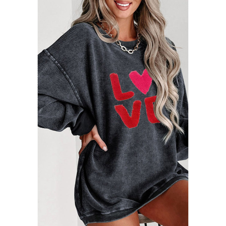 Valentine’s Day LOVE Round Neck Long Sleeve Sweatshirt Apparel and Accessories