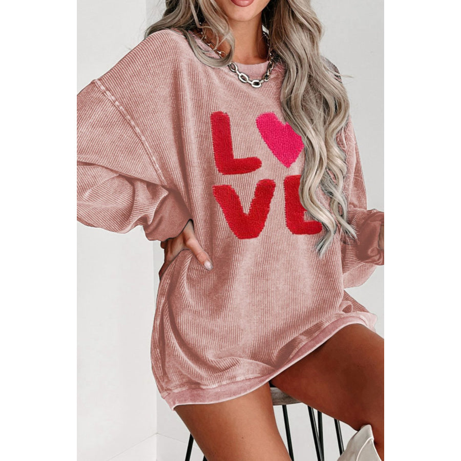 Valentine’s Day LOVE Round Neck Long Sleeve Sweatshirt Apparel and Accessories