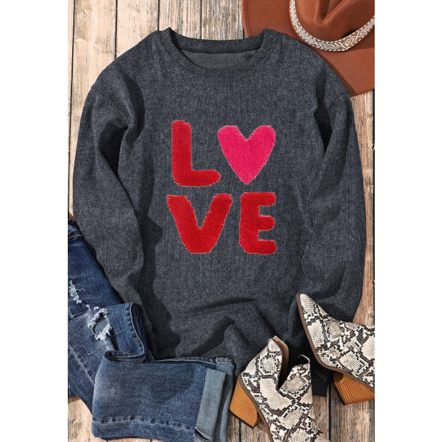 Valentine’s Day LOVE Round Neck Long Sleeve Sweatshirt Apparel and Accessories