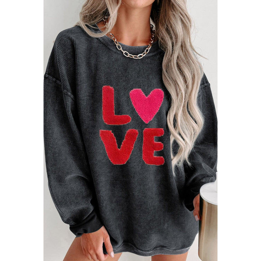 Valentine’s Day LOVE Round Neck Long Sleeve Sweatshirt Apparel and Accessories