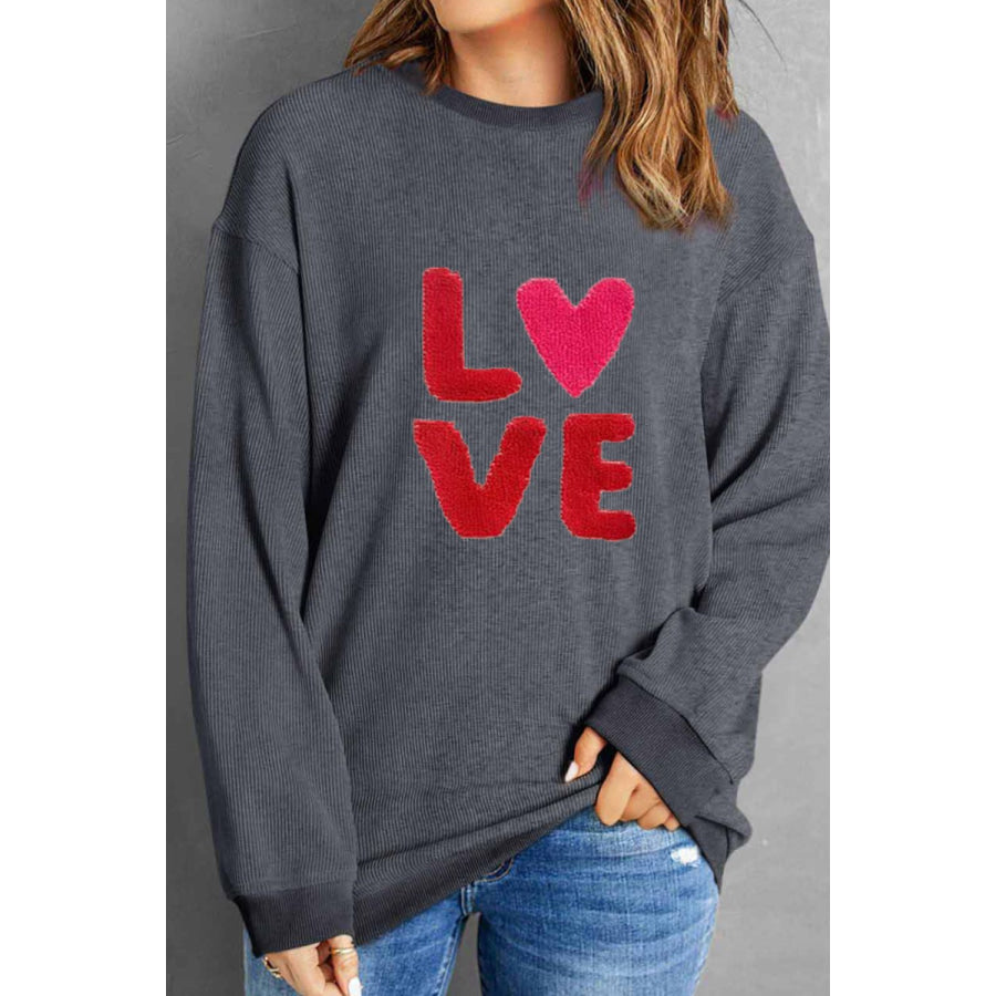 Valentine’s Day LOVE Round Neck Long Sleeve Sweatshirt Apparel and Accessories