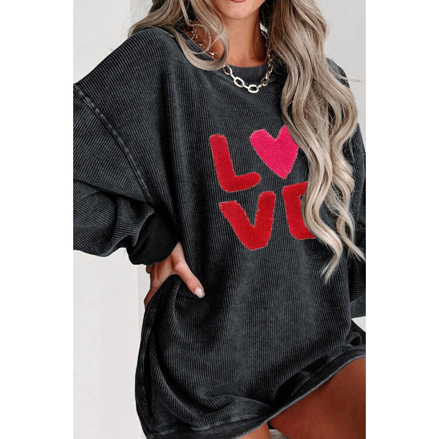 Valentine’s Day LOVE Round Neck Long Sleeve Sweatshirt Apparel and Accessories