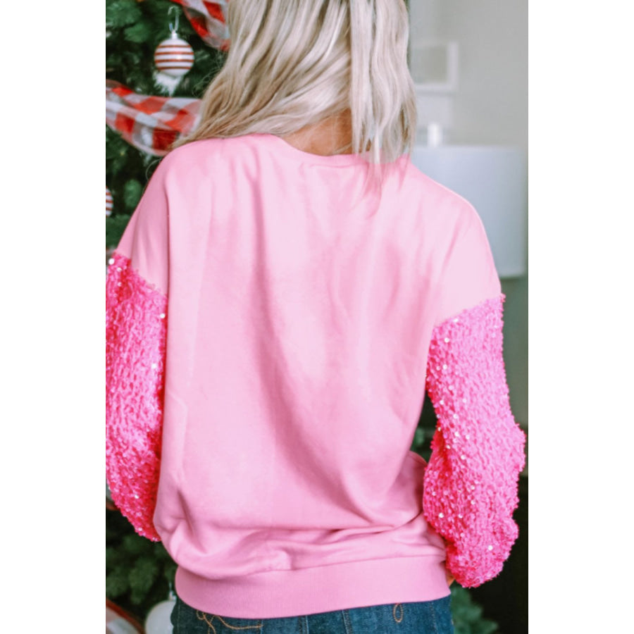 Valentine’s Day Sequin Heart Long Sleeve Sweatshirt Apparel and Accessories