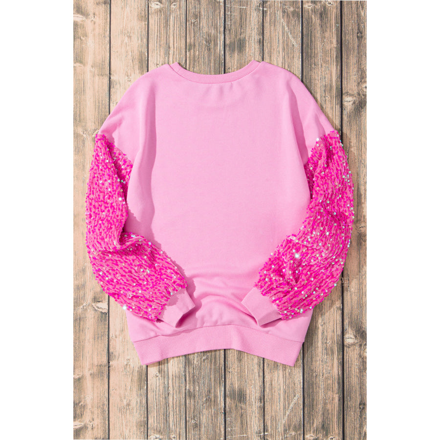 Valentine’s Day Sequin Heart Long Sleeve Sweatshirt Apparel and Accessories