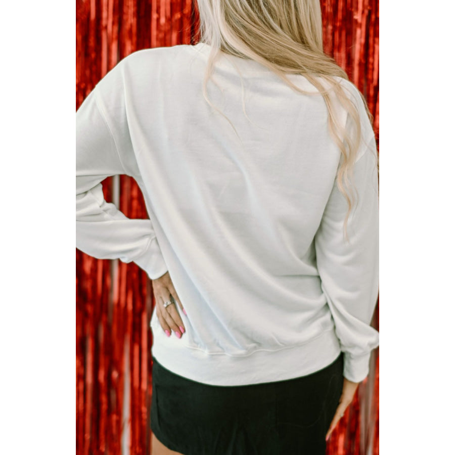 Valentine’s Day XOXO Glitter Round Neck Sweatshirt Apparel and Accessories