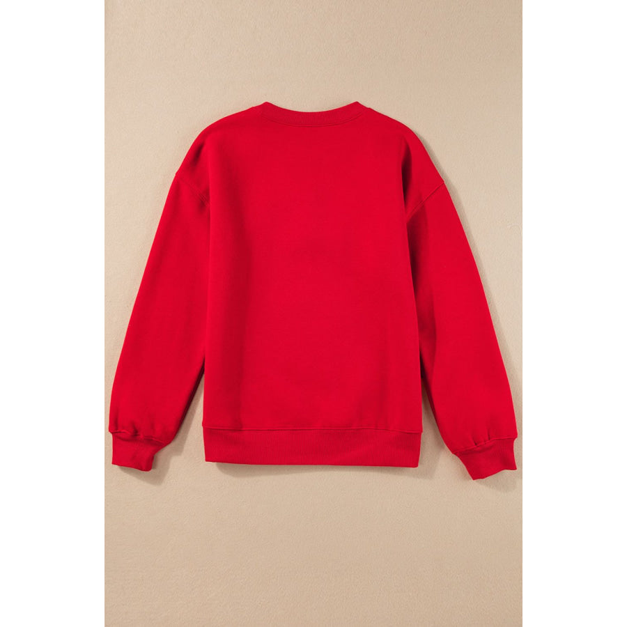 Valentine’s Day XOXO Round Neck Drop Shoulder Sweatshirt Apparel and Accessories