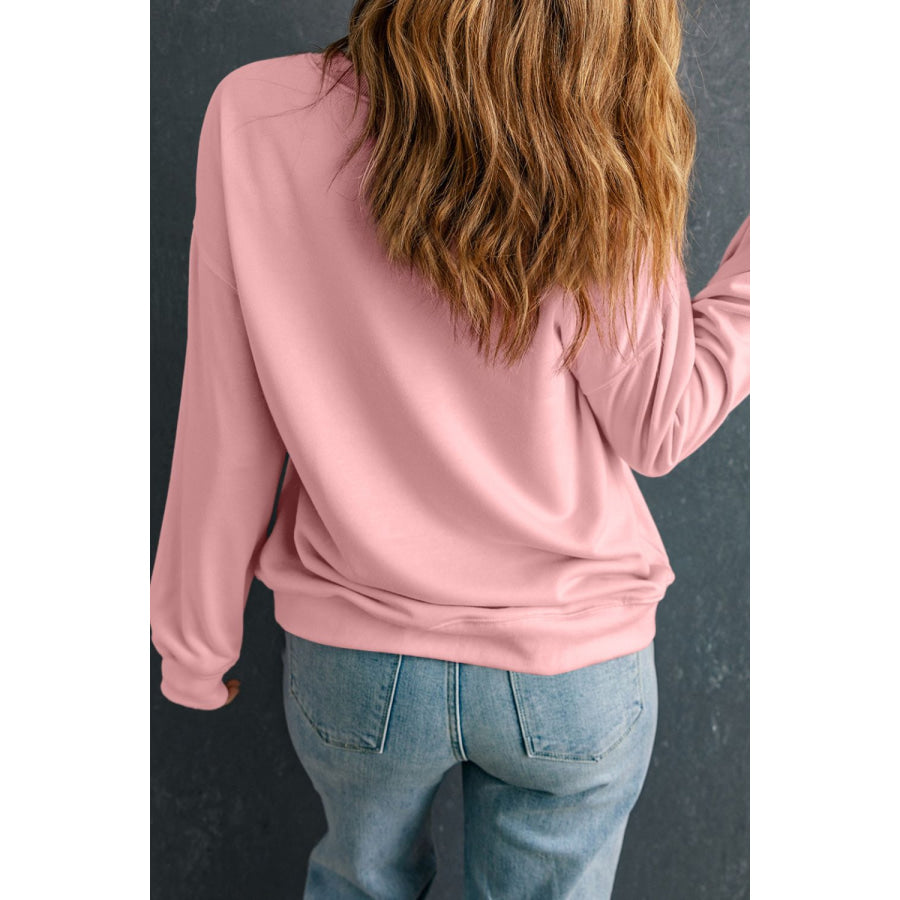 Valentine’s Day XOXO Round Neck Long Sleeve Sweatshirt Dusty Pink / S Apparel and Accessories