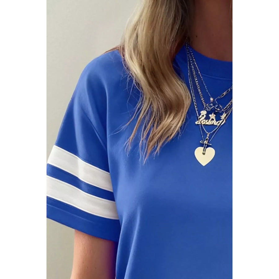 Varsity Striped Short Sleeve Crew Neck T Shirt Apparel and Accessories