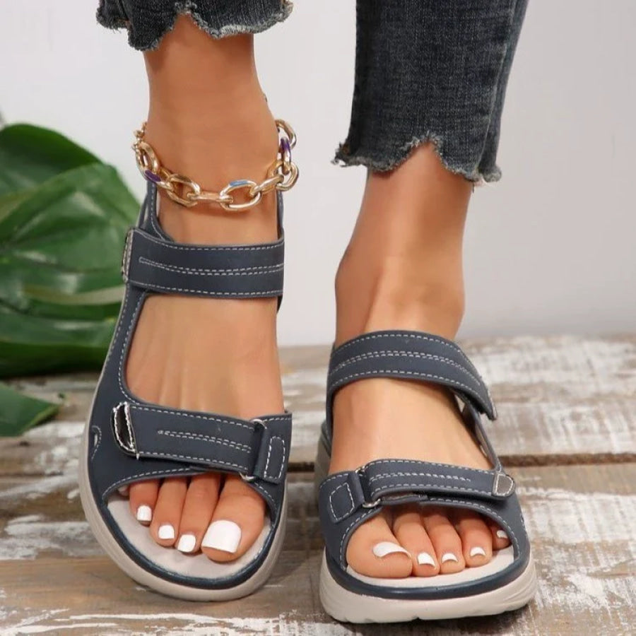 Velcro Open Toe Sandals Dark Blue / 36 Apparel and Accessories