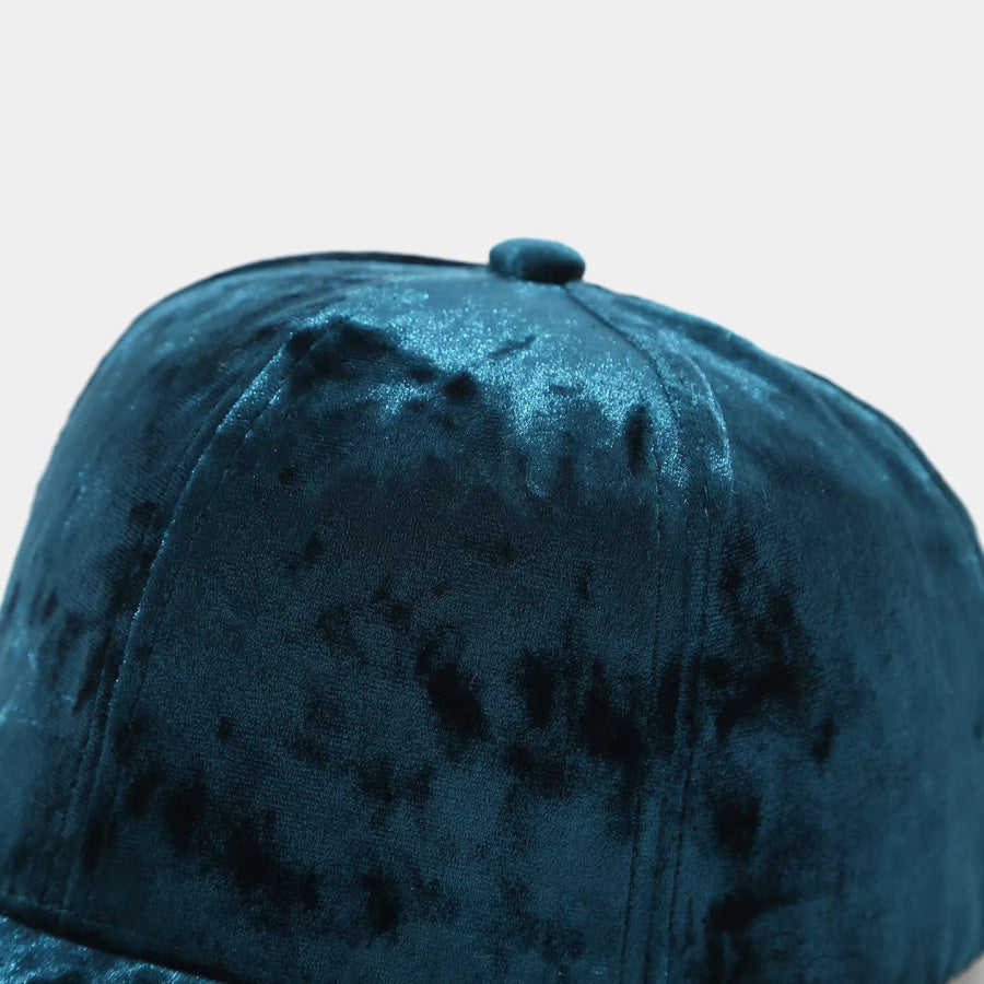 Velvet Adjustable Baseball Cap Peacock Green / One Size Apparel and Accessories