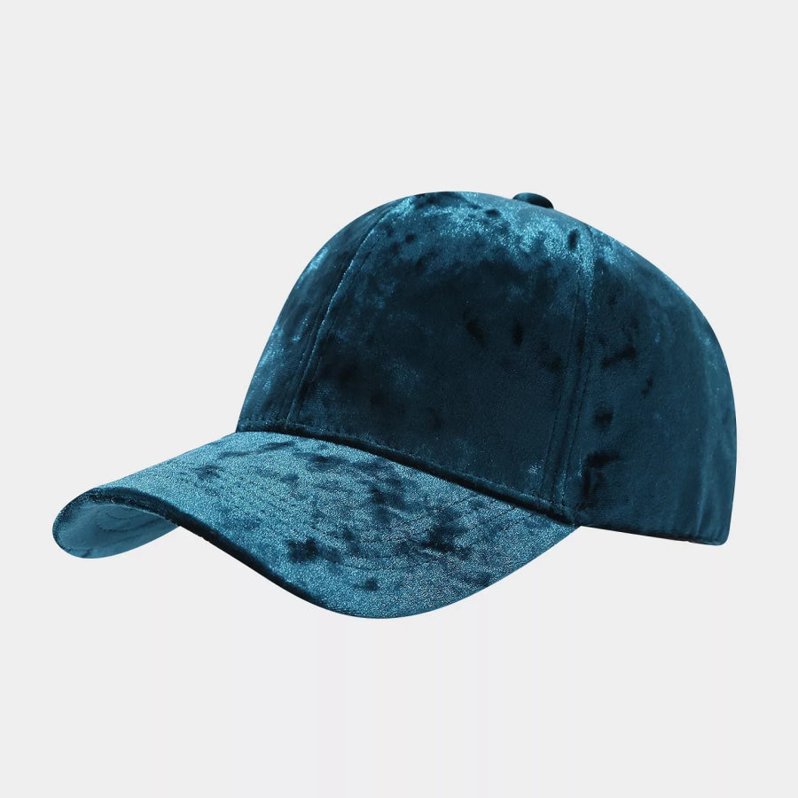 Velvet Adjustable Baseball Cap Peacock Green / One Size Apparel and Accessories
