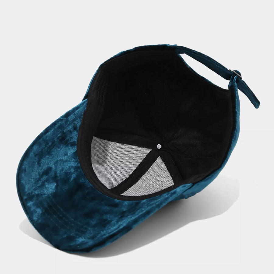 Velvet Adjustable Baseball Cap Peacock Green / One Size Apparel and Accessories