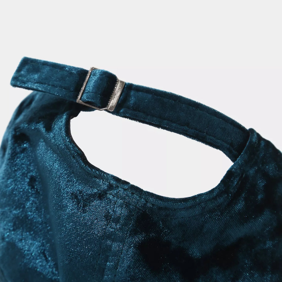 Velvet Adjustable Baseball Cap Peacock Green / One Size Apparel and Accessories