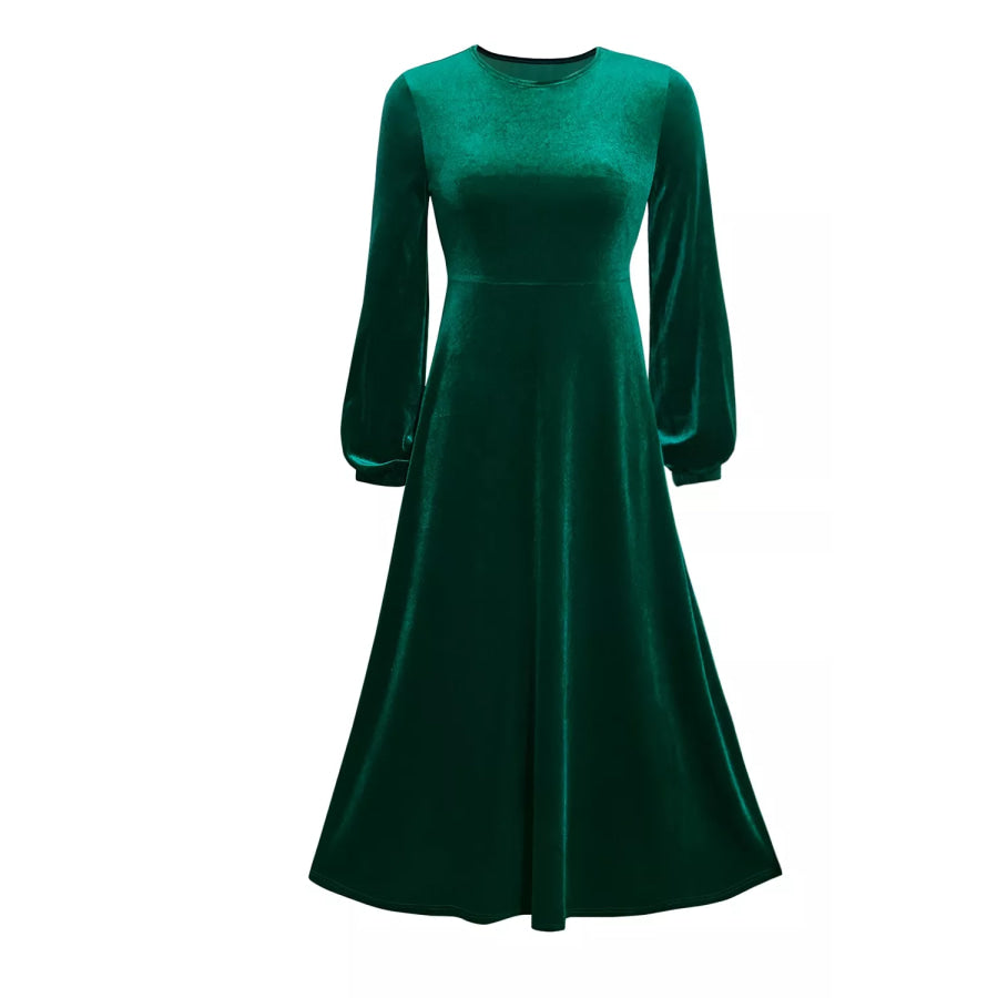 Velvet Balloon Sleeve Maxi Dress Apparel and Accessories