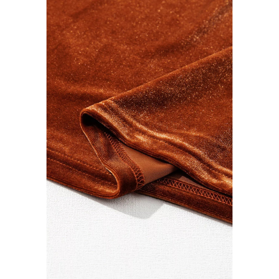 Velvet Button-Front Long Sleeve Blouse Apparel and Accessories