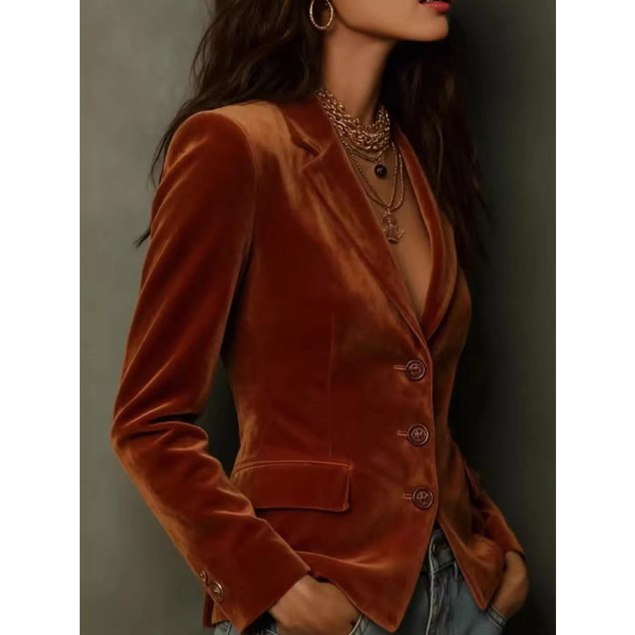 Velvet Button Up Blazer Apparel and Accessories