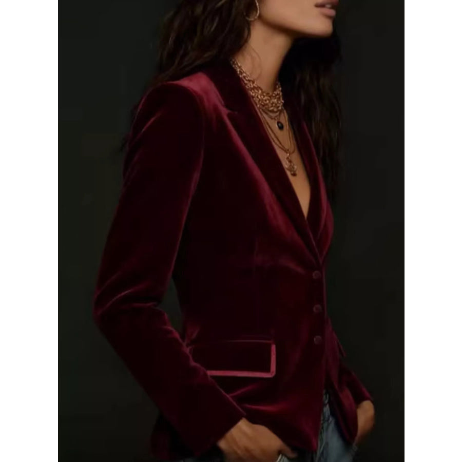Velvet Button Up Blazer Apparel and Accessories
