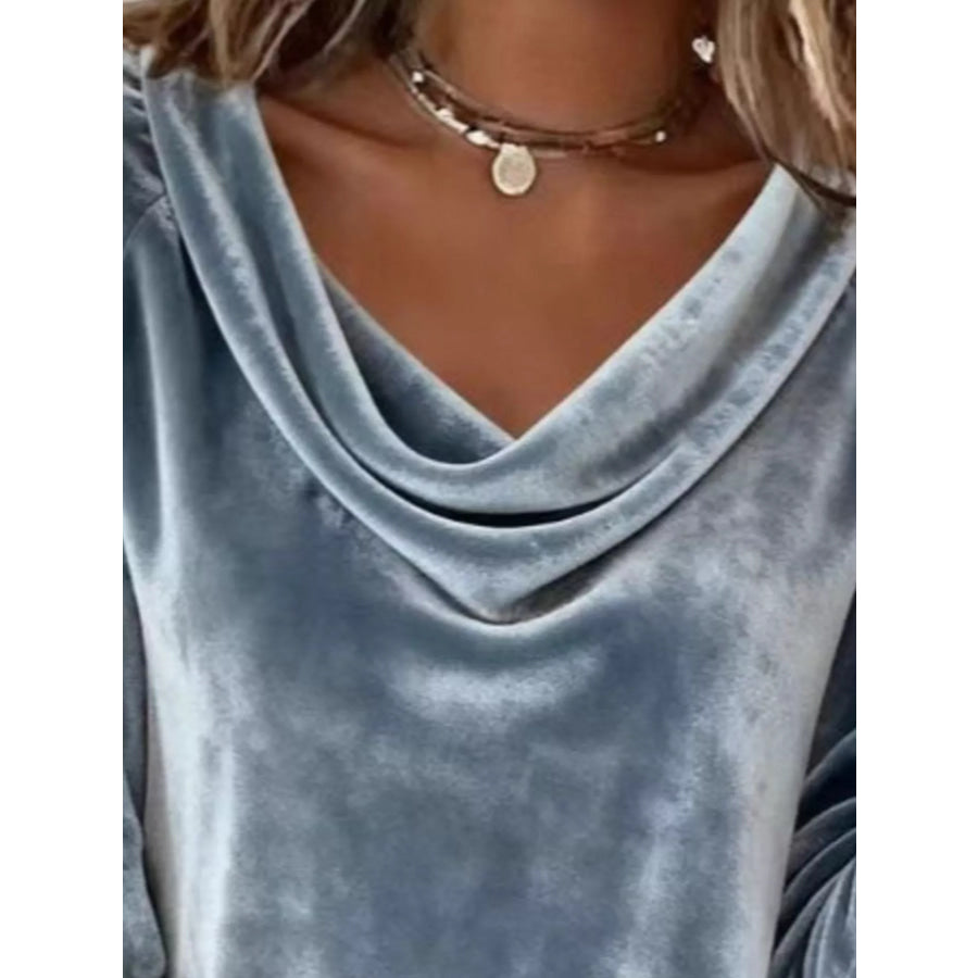 Velvet Cowl Neck Long Sleeve T-Shirt Apparel and Accessories