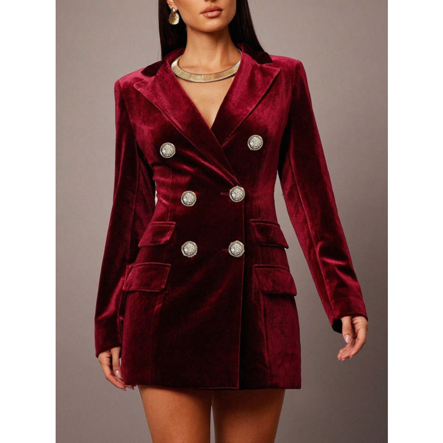 Velvet Double-Breasted Blazer Dress Apparel and Accessories