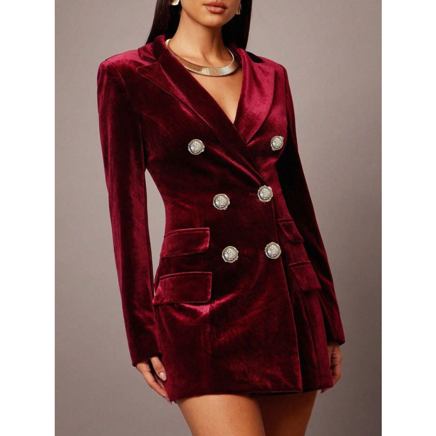 Velvet Double-Breasted Blazer Dress Apparel and Accessories