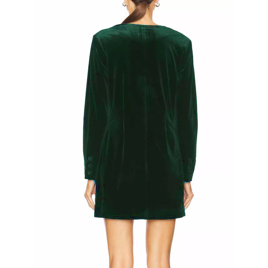 Velvet Double-Breasted Blazer Dress